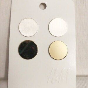 H&M Round Earrings 2 Pair Silver Gold NOC